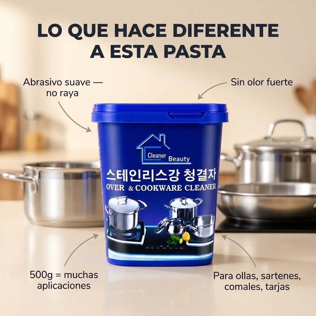 Pasta Limpiadora Ollas Acero Inoxidable - Rescata tus ollas en minutos - pelumx - COCINA